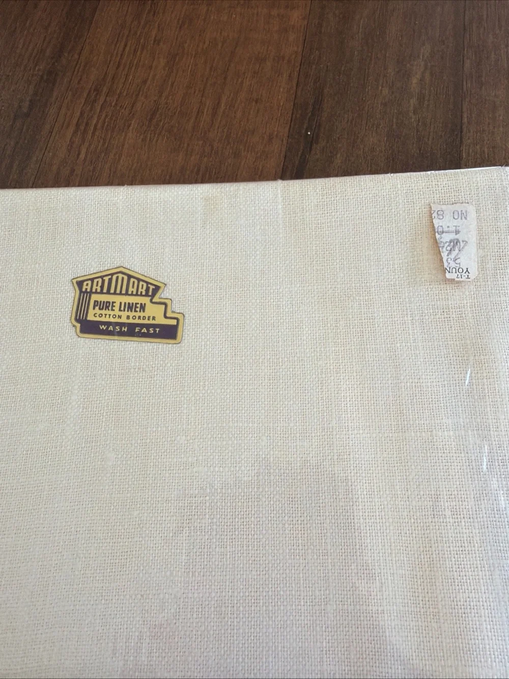 NOS Artmart Cream Tea Towels with Red Monogram J and Stripe - Set of 2